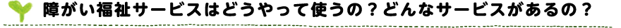 障がい福祉サービスはどうやって使うの？どんなサービスがあるの？